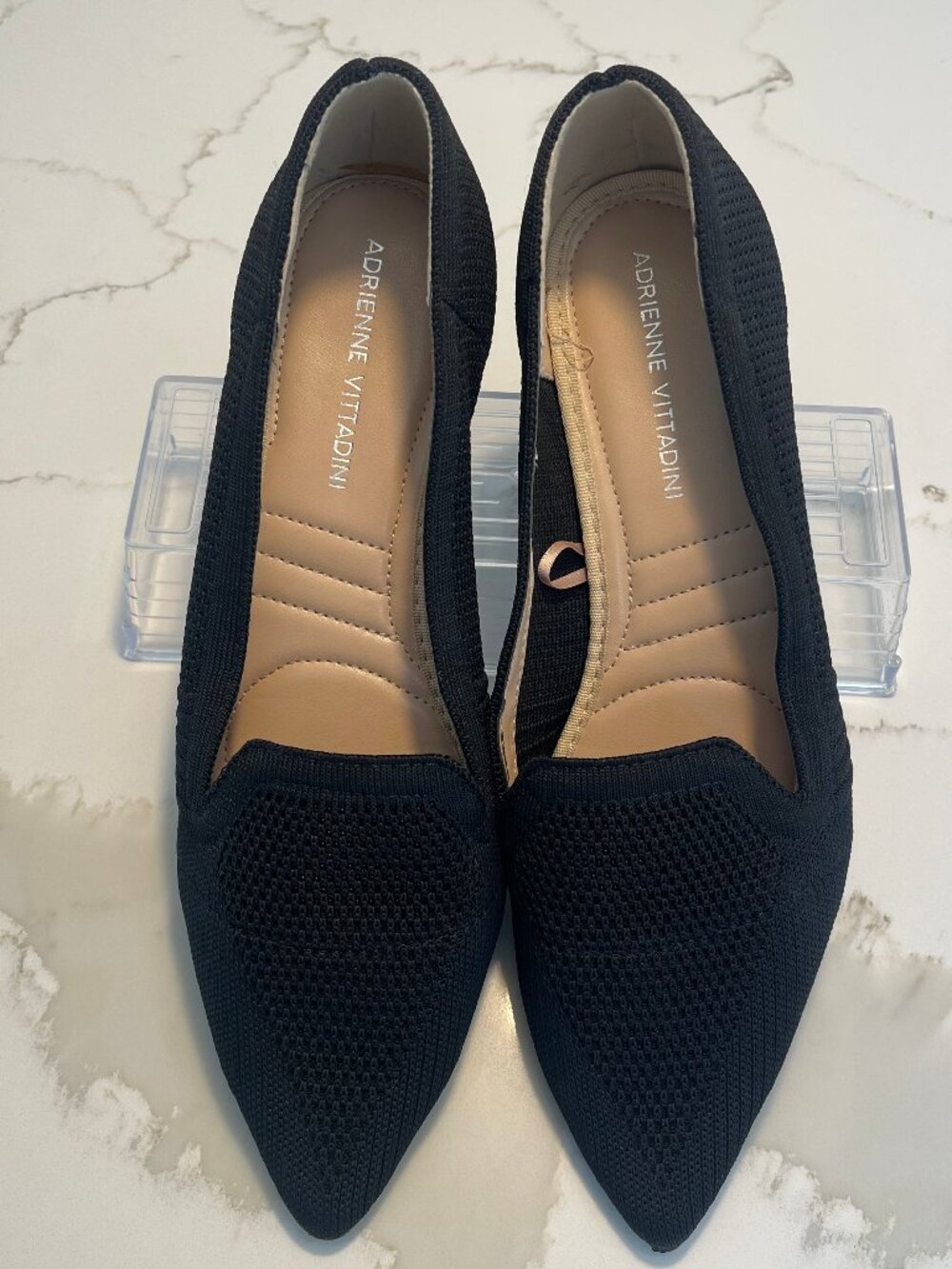 NWOT Black Adrienne Vittadini "Skippy" Pointed Toe Knit Kitten Heels Sz 8.5M